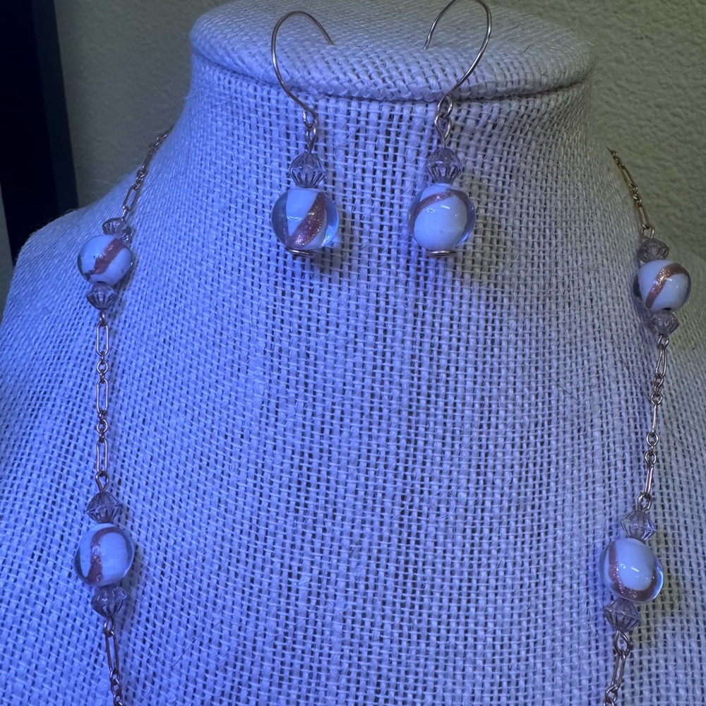Never worn, Handmade necklace with matching earrings. Gold filled wire & beads.
